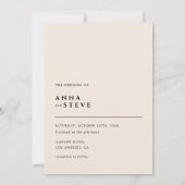 Modern Minimalist Elegant Simple Cream Wedding Einladung (Rückseite)