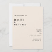 Modern Minimalist Elegant Simple Cream Wedding Einladung (Rückseite)