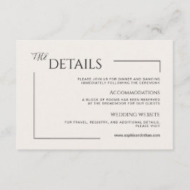 Modern minimalist Elfenbein-Editorial-Hochzeit Begleitkarte