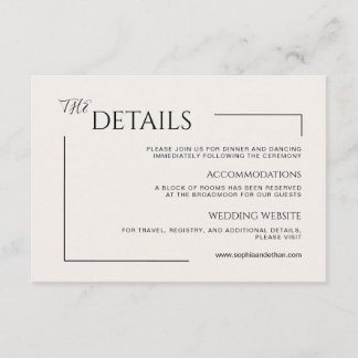 Modern minimalist Elfenbein-Editorial-Hochzeit   Begleitkarte