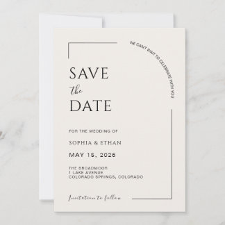 Modern minimalist Elfenbein-Editorial Save The Date