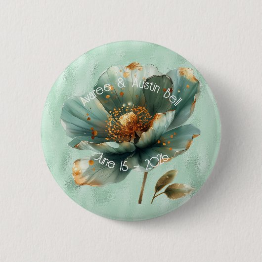 Modern Minimalist Emerald and Gold Wedding Button (Vorderseite)