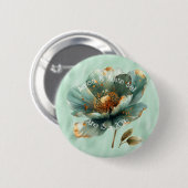 Modern Minimalist Emerald and Gold Wedding Button (Vorne & Hinten)