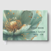 Modern Minimalist Emerald and Gold Wedding Gästebuch (Vorderseite)