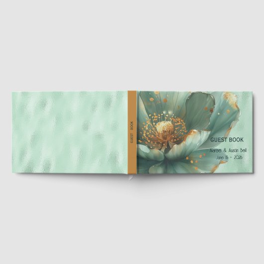 Modern Minimalist Emerald and Gold Wedding  Gästebuch (Voll)