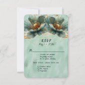 Modern Minimalist Emerald and Gold Wedding RSVP Karte (Vorderseite)