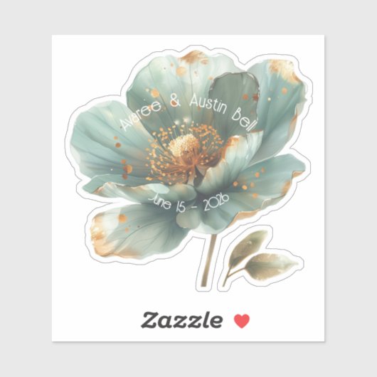 Modern Minimalist Emerald and Gold Wedding Sticker (Blatt)