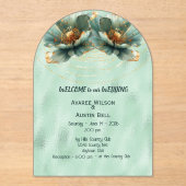 Modern Minimalist Emerald and White Wedding Acryleinladungen (Vorderseite)