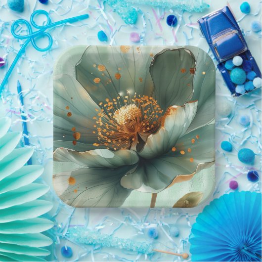 Modern Minimalist Emerald and White Wedding  Pappteller (Party)