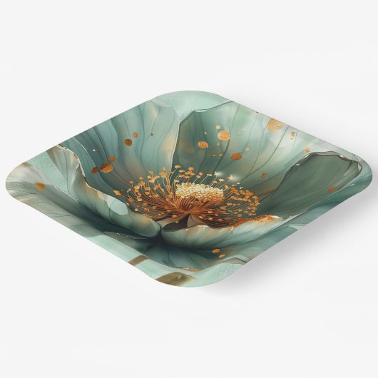 Modern Minimalist Emerald and White Wedding  Pappteller (Gewinkelt)