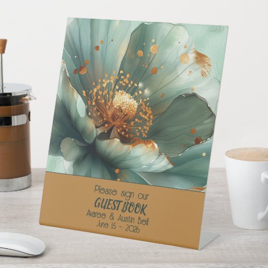 Modern Minimalist Emerald and White Wedding Sockelschild (In Situ)