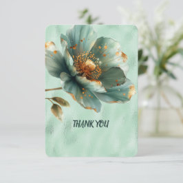 Modern Minimalist Emerald Gold Wedding Thank You Dankeskarte