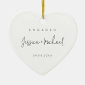 Modern Minimalist Engagement Photo Keramik Ornament (Vorne)