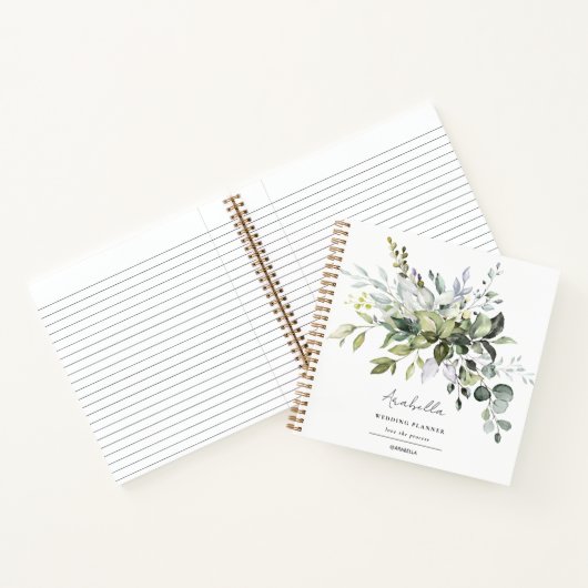 Modern Minimalist Eucalyptus Wedding Planner Notizblock (Innenseite)