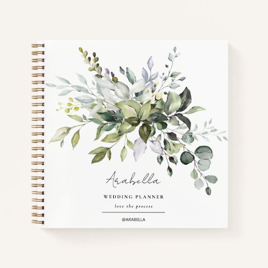 Modern Minimalist Eucalyptus Wedding Planner Notizblock (Vorderseite)