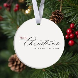 Modern Minimalist Family of Four Photo Christmas Keramik Ornament