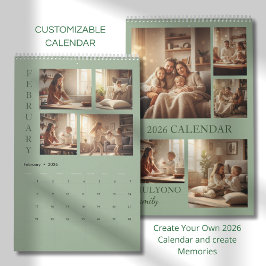 Modern Minimalist Family Photo Calendar 2026 Kalender