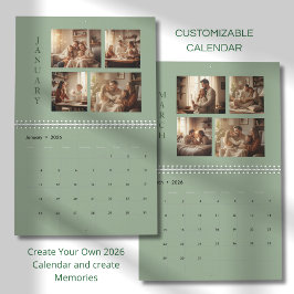 Modern Minimalist Family Photo Calendar 2026 Kalender