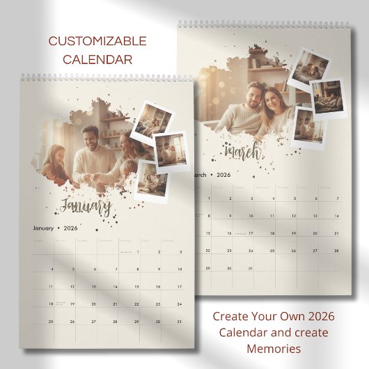 Modern Minimalist Family Photo Calendar 2026 Kalender