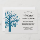 Modern Minimalist Family Reunion Ocean Blue Tree Einladung (Vorderseite)