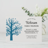 Modern Minimalist Family Reunion Ocean Blue Tree Einladung (Stehend Vorderseite)