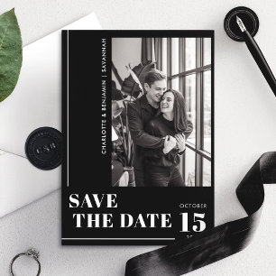 Modern minimalist, fett, schwarz-weißes Foto Save The Date
