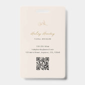 Modern Minimalist Floral Gold Ausweis (Rückseite)