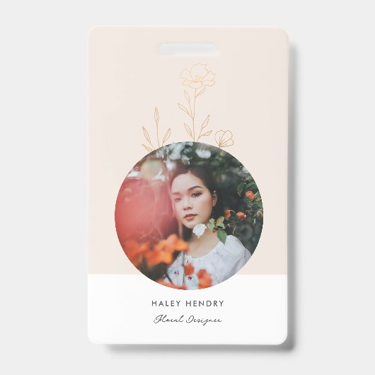 Modern Minimalist Floral Gold Ausweis (Vorderseite)