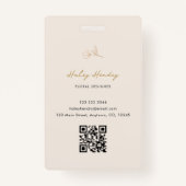 Modern Minimalist Floral Gold Pattern Ausweis (Rückseite)