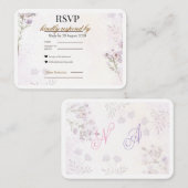 Modern Minimalist Floral RSVP Card | Lavender Rose Begleitkarte (Vorne/Hinten)