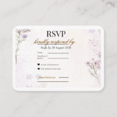 Modern Minimalist Floral RSVP Card | Lavender Rose Begleitkarte (Vorderseite)