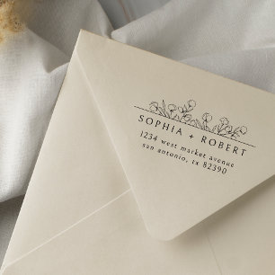 Modern Minimalist Floral Wedding Return Address Gummistempel