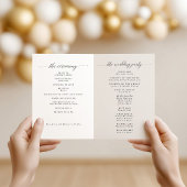 Modern Minimalist Folded Wedding Program Programm