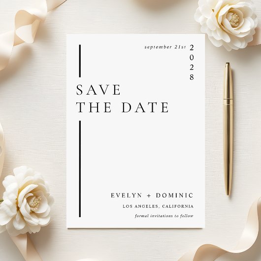 Modern Minimalist Formal Wedding Announcement Save The Date