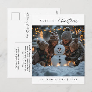 Modern minimalist, fröhlichste Weihnachtsfamilienf Postkarte