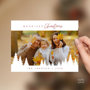 Modern minimalist, fröhlichster Weihnachtsfamilien Postkarte