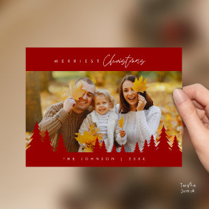 Modern minimalist, fröhlichster Weihnachtsfamilien Postkarte