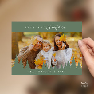 Modern minimalist, fröhlichster Weihnachtsfamilien Postkarte