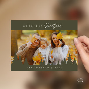 Modern minimalist, fröhlichster Weihnachtsfamilien Postkarte