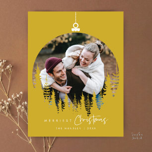 Modern minimalist, fröhlichster Weihnachtsfamilien Postkarte