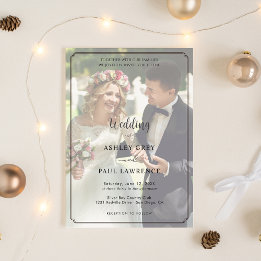 Modern Minimalist Full Photo Overlay Wedding  Einladung