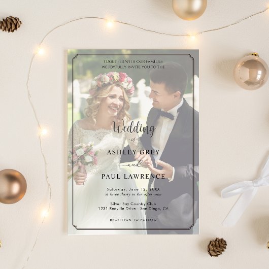 Modern Minimalist Full Photo Overlay Wedding  Einladung