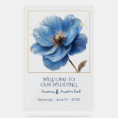 Modern Minimalist Gold and Blue Poppy Acrylic Sign Acrylschild (Vorderseite)