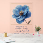 Modern Minimalist Gold and Blue Poppy Acrylic Sign Acrylschild (Hochzeit)