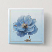 Modern Minimalist Gold and Blue Poppy Button (Vorderseite)