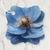 Modern Minimalist Gold and Blue Poppy  Geschenkanhänger (Vorderseite)
