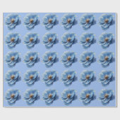Modern Minimalist Gold and Blue Poppy Geschenkpapier (Flach)