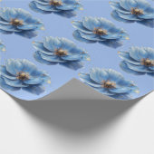 Modern Minimalist Gold and Blue Poppy  Geschenkpapier (Ecke)