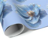 Modern Minimalist Gold and Blue Poppy Geschenkpapier (Rolleneckpunkt)