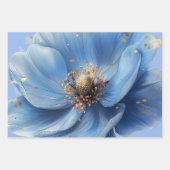 Modern Minimalist Gold and Blue Poppy  Geschenkpapier Set (Vorderseite)